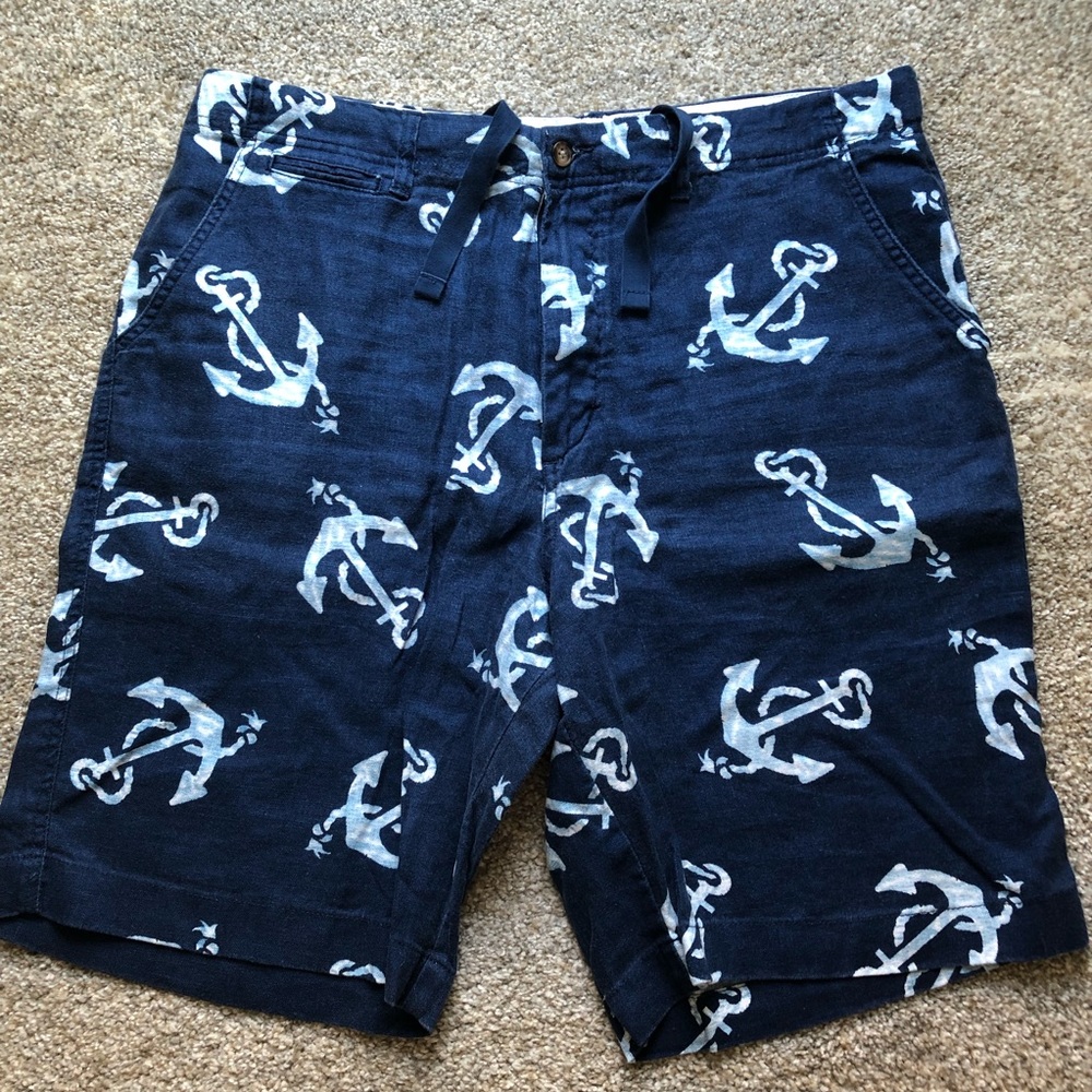 Flat front linen shorts